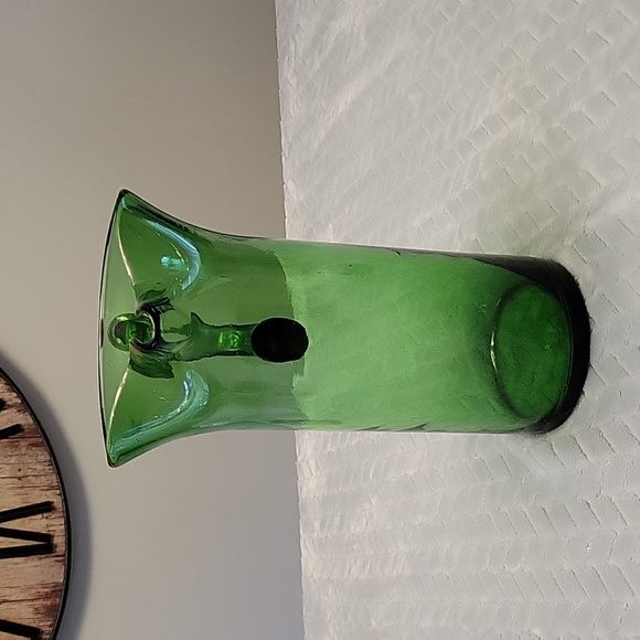 Vintage Blown Glass Pitcher Vase Green - Picture 5 of 5